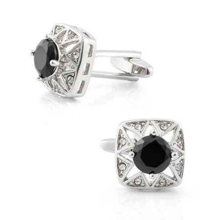 High-Quality Metal Cufflinks with Zircon Inlay and Diamonds