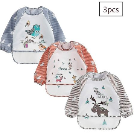 3 stk vanntett smekkeerm smekke Vaskbar smekke våtbeskyttelse 6-36 måneder-9