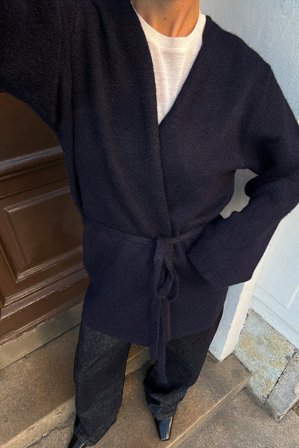 NA-KD Strick-Cardigan mit Gürtel - Cardigans - Marine - L (EU 42-44)