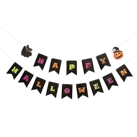 7st Halloween alfabet Dra flagga Fest Skräcktema Bakgrund Dra Blomma Spiral Dekoration Scenarrangemang Banner