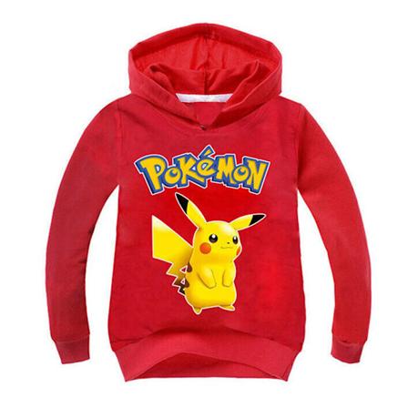Tegnet Pikachu Langarmet Hoodie for Barn Genser Topper Rød red 130cm