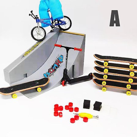 Tech Finger Skateboard Kit Finger Bike BMX Mini Tvåhjuling Scooter Board Skate Fingers Sportsträning Rekvisita Ramp Skate Park Leksaker Pop