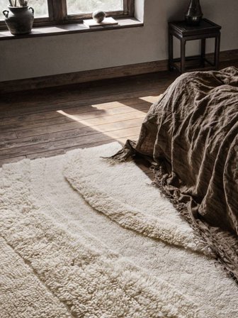 Stray 200X300 Blanc Ivoire Abstrait Tapis De Laine