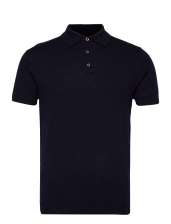 Michael S/S Knitted Polo Shirt Blue Bertoni