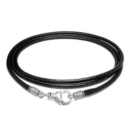 2mm Läderband med Karbinhake för Halsband Hänge Armband Snöre