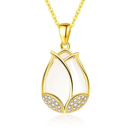 Waterdrop necklace - gold color with white rhinestone