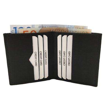 Fodral i skinn med 6 kortfack