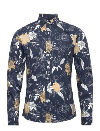 Printed Superflex Shirt L/S Skjorta Casual Blå Lindbergh