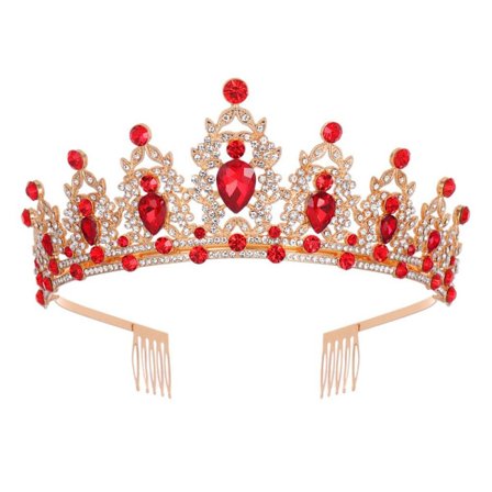 Luksuriøs Barokk Vintage Brudekrone Tiara RØD
