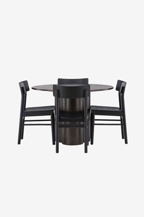 Venture Home - Matgrupp Olivia och stolar Montros - Svart - Matgrupp 4 personer - Från Homeroom