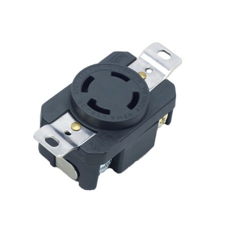 NEMA L14-30R Volt Twist Lock -naarasovaseinäpistorasia, amerikkalainen tyyli, 3-napainen, 4-johdin, teollisuusluokan maadoitus, upotettava asennus (
