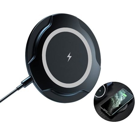 Langaton laturi Qi-sertifioitu 15W nopea lataus yhteensopiva iPhone 13 pro max/13/12/SE/11/X/XS/XR/8, Samsung Note S21/S20/S9 kanssa (15W musta)