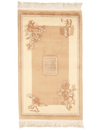 Noué À La Main Chinois 90 Line Tapis 91X152 De Laine Orange/Beige Petit