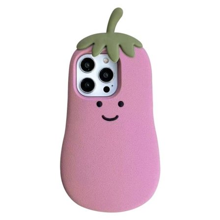 iPhone 16 Pro Max Fodral Cartoon Smile Aubergine Mjuk silikon Telefonskydd