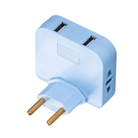 4,8 mm EU Roterbar Grenuttag med 2 Uttag och 2 USB-Laddningsportar