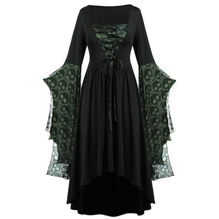 Voksen Punk Gothic Witch Carnival Cosplay Kostume Hexe Vampyr Festkjole Halloween Green XL