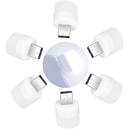 6-pack Mini USB LED-nattlampa, Mini LED-lampa, Kallt vitt, Idealisk