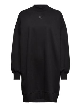 Micro Monologo Mock Neck Dress Dresses Sweat-shirt Dresses Svart Calvin Klein Jeans