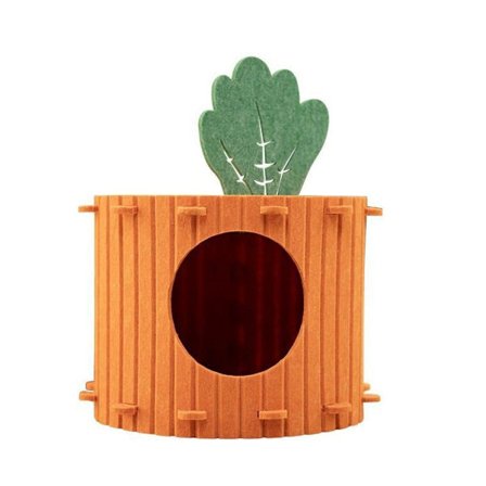 Halvlukket katteseng i filt, myk, klorevennlig, avslappende, varm gulrotseng