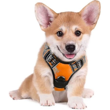 Sele för hund, sele som inte drar med 2 koppelfästen, justerbar mjuk vadderad hundväst, reflex ut