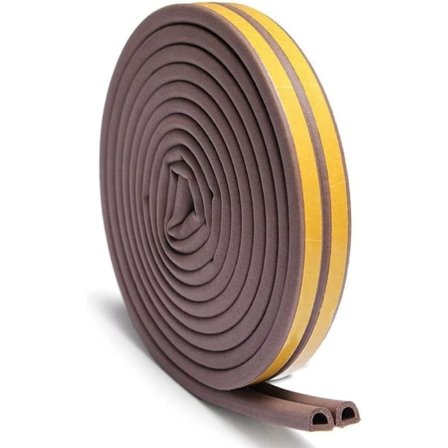 Værstripping Dør Sveip Tetningslist for Dører Selvklebende Lyddempende Værstripping (16,4 fot (D-type), Brun)