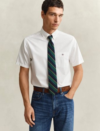 GANT Reg Classic Oxford Ss Shirt - White - M
