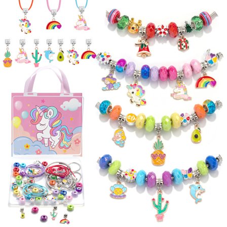 Pige Charm Armbånd Fremstillingssæt - Børns Enhjørning Charm Armbåndssæt