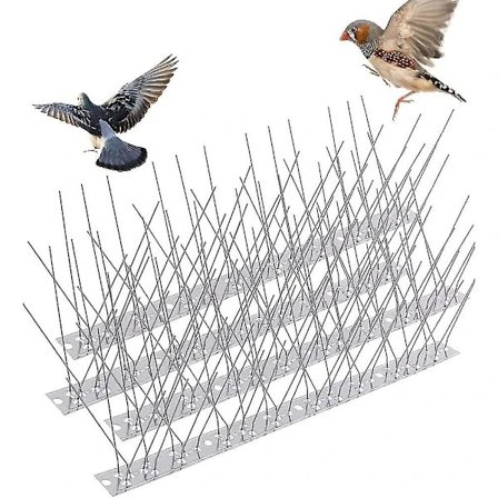 4 stk. fuglepigge i rustfrit stål, fuglepigge i stål, duebeskyttelsespigge, fugleafvisende pigge, til altantag og vinduer, 33 cm