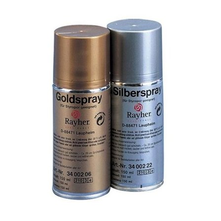 Dekorationsspray, lämplig för polystyren, flaska på 150 ml, utan CFC, silver