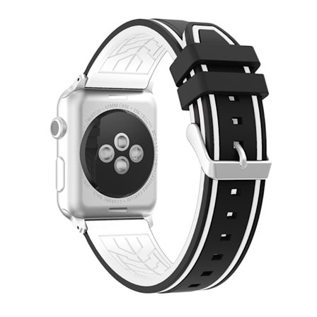 Apple Watch 44 mm dubbelfärgat klockarmband i silikon - Svart / Vit