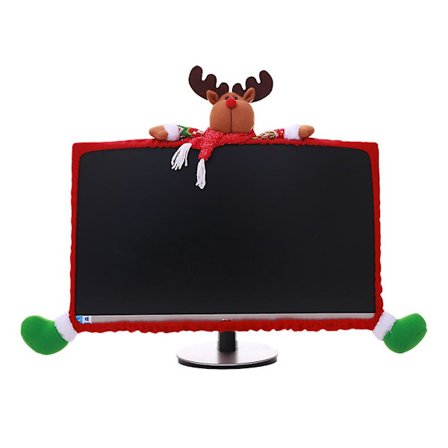 25-35 tommer skærm skrivebordscomputer monitor cover elg beskytter julepynt festival ornament (rød)