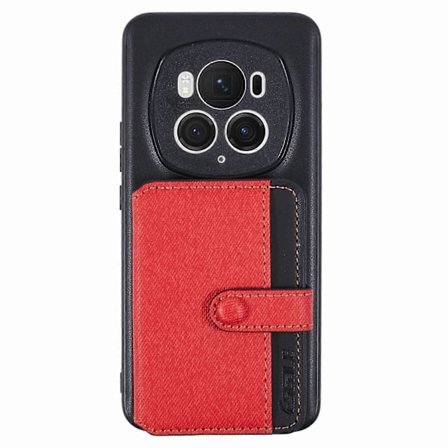 För Honor Magic6 Pro 5G Mobilskal Självhäftande Kortficka Färgmatchande med Ställ - Grå