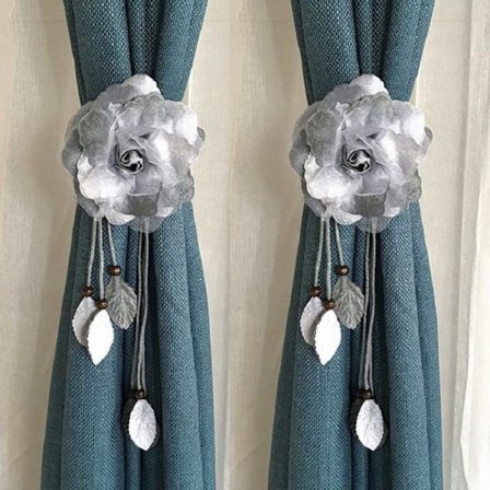 2 kappaletta harmaat verhonpidikkeet, kukkaverhonpidikkeet, tyylikkäät