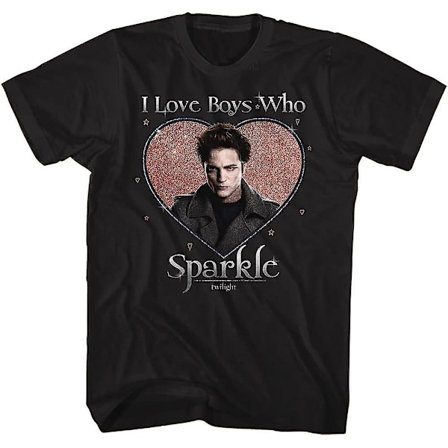 Twilight T-shirt Jeg elsker drenge der glitrer Voksen Korteærmet T-shirts Twilight Film Grafiske T-shirts Sort