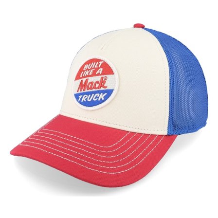 American Needle - White trucker Caps - Mack Truck Twill Valin Patch Ivory/Red/Royal Trucker @ Hatstore