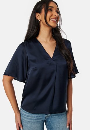 BUBBLEROOM Pasion Satin Blouse Dark blue Klær