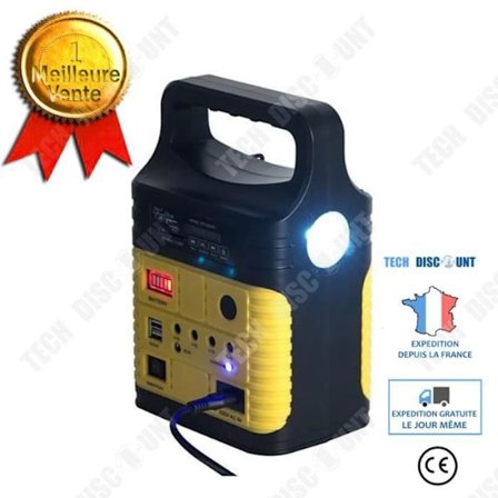 Kit Solsystem - TECH DISOUNT - Bärbar Generator - Sol-lampa - Camping - Svart