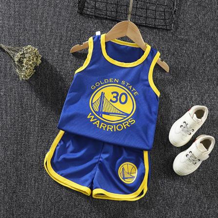 Basketballtrøje træningsdragtsæt Tanktopskjorte + shortssæt - Perfet Blå Golden State Warriors 30 72-84 Månader