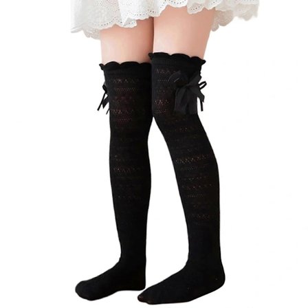 /EA/Børne Bowknot Over Knæstrømper til Piger Lange Strømper Over Knæ Åndbare Strømper Børnestrømper Hvid Grå