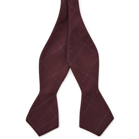 Burgundy Checkered Self-Tie Bow Tie for Men - Self-tie bow ties