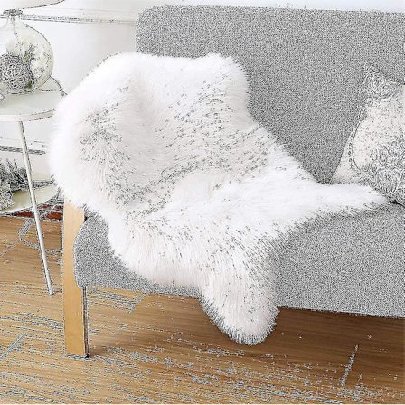 Lammskinnsfällar, Långhårig Päls, Stolsöverdrag Sittdyna Vit