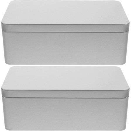 2 stk. Metal Dåser Rektangulære Tomme Kagedåser med Låg Te Opbevaringsdåse til Slik Lys Gaver 17,8 x 9,8 x 6,4 cm