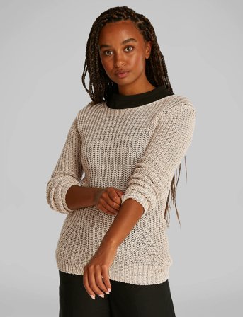 Calvin Klein Silk Blend Relaxed Swtr - Beige - L