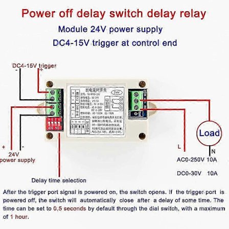 12V 24V Forsinkelsestidsrelé Triggerversjon Strøm AV Relébryter Koble fra Forsinkelseskontroller AC110V-220V 4-15V 5-24V