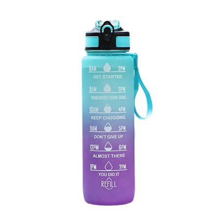 1000ML Sports Vandflaske Motiverende Halm Flaske med Tidsmarkering Lækagesikker Drikkflaske til Hjem Udendørs