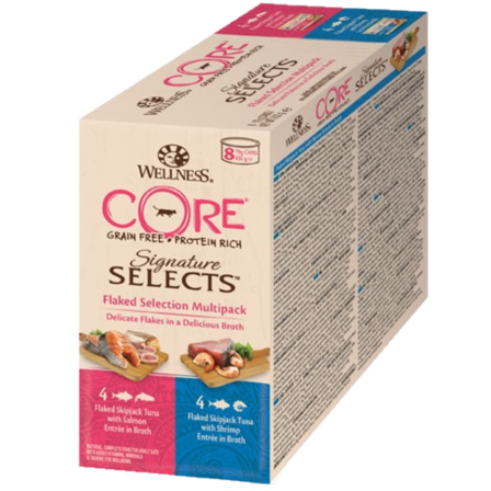 CORE Petfood - Signature Selects Flaked Selection Flerpakning 8 x 79 g - Katt - Kattefôr & kattemat - Våtfôr og våtmat - ZOO.no