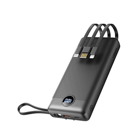 VEGER Powerbank 20000 mAh med Lightning/Typ-C/Micro-USB Kabel C20