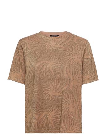 Relaxed Fit Lurex Printed Tee Brown Scotch & Soda