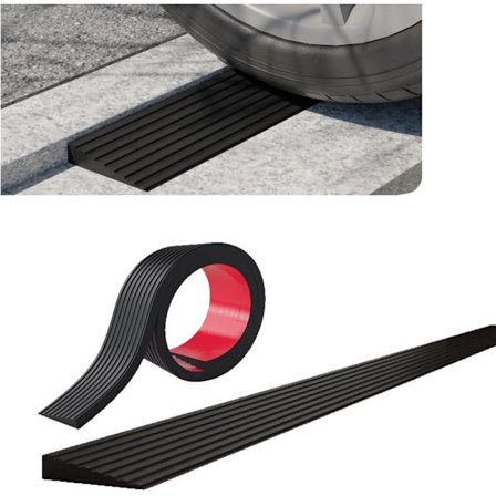 1 stk. - Terskelrampe - selvklebende gummirampe - 1 meter (svart, 5 cm bred, 1 cm høy)