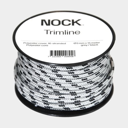 Cima in poliestere NOCK Trimline, anima in poliestere, calza in poliestere a 16 trefoli, grigio/nero, Ø2 mm x 30 metri